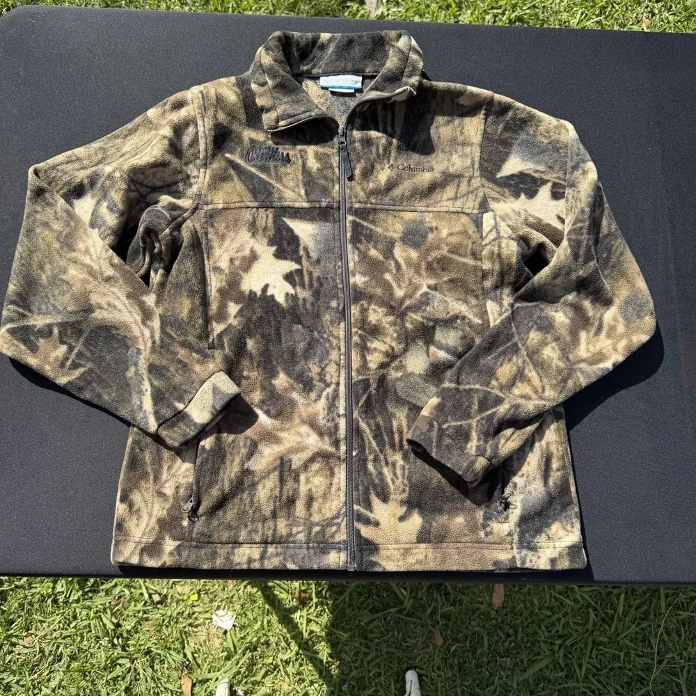 Columbia Ole Miss Rebels Kids XL 18/20 Camo Full Zip Fleece Jacket RealTree